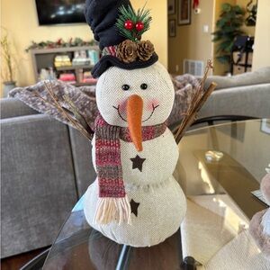Festive Snowman Decor with Scarf and Hat